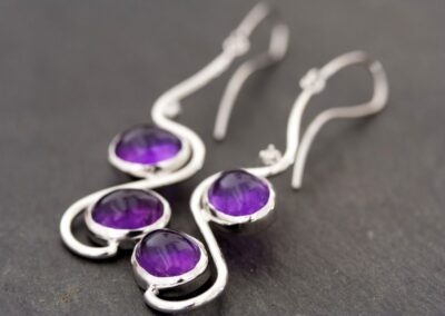 Boucles d'oreilles ELCKI Or gris amethystes diamants
