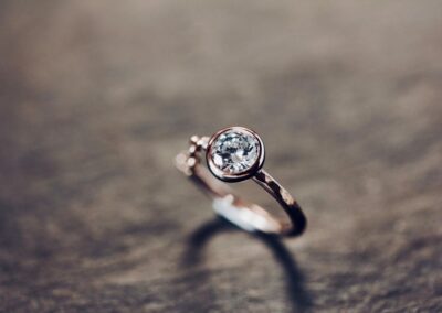 Bague GIMBLE or rose et diamant