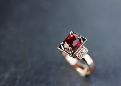 Bague MANHATTAN or rose et or gris spinelle et diamants