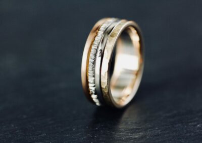 Bague TRESCO or rose jaune et gris palladié