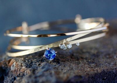 Bracelet BRYHER Or jaune saphir ceylan et diamants